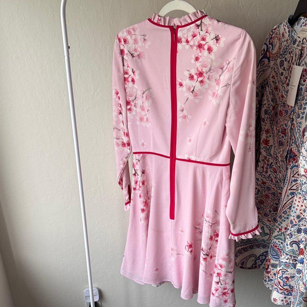 Ted Baker Pink floral long sleeves dress - Picture 6 of 7